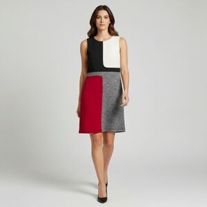 Soho Apparel colorblock sleeveless career dress burgundy black gray Size US 12
